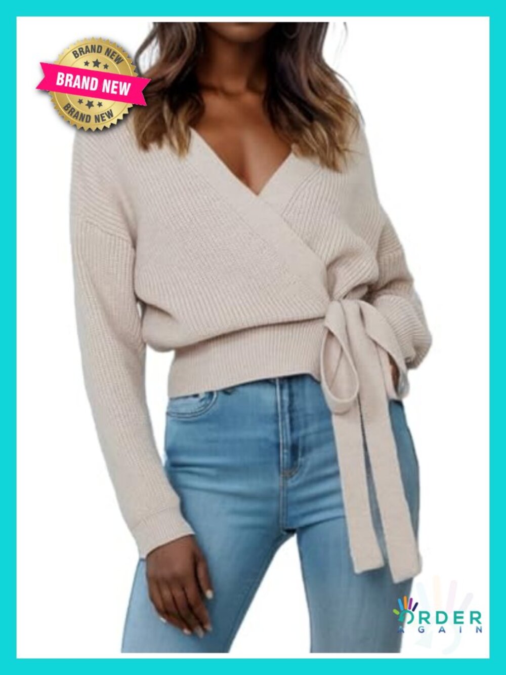 Women's V Neck Wrap Sweater Pullover
